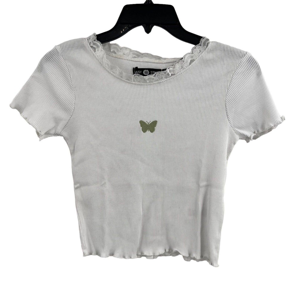 Daisy Street Ribbed Tee‎ Butterfly Embroidered Size Medium New